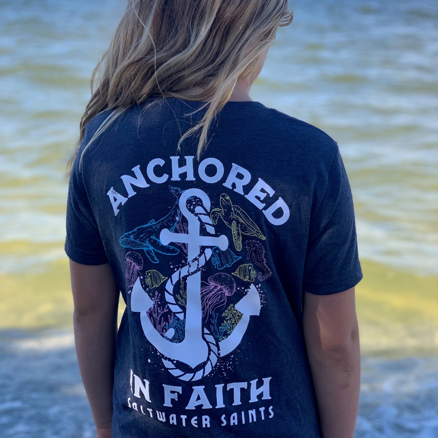 Anchored in Faith - Vintage Navy (Youth)