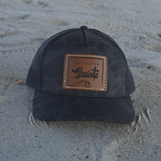 Hat - Square Logo (Black Camo)