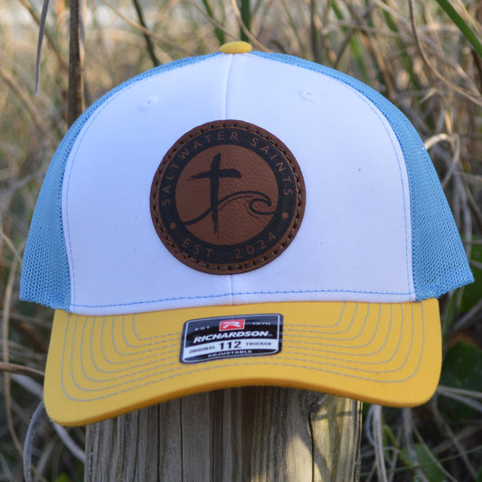 Hat - Circle Logo (White, Columbia Blue, Yellow)